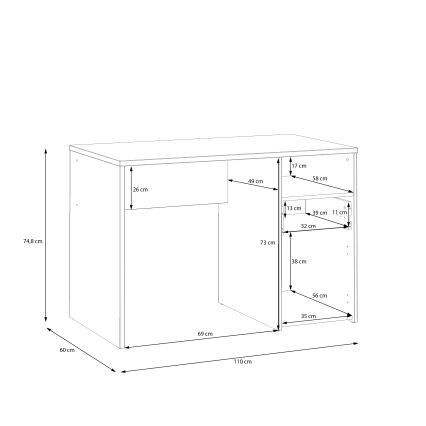 Birou URO stejar artisan/alb