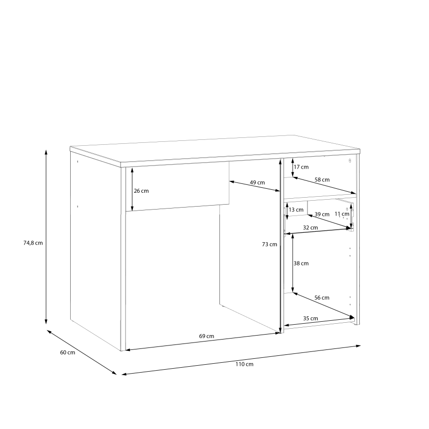 Birou URO stejar artisan/alb