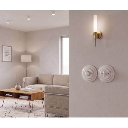 Bohemia-Design - Dimmer retro rotativ din porțelan cu ramă, 250 V / 10 A, alb
