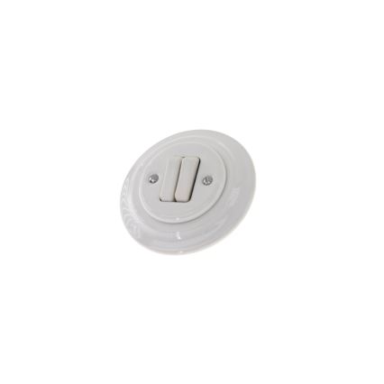 Bohemia-Design - Întrerupător dublu retro din porțelan cu ramă nr. 5, alb