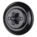 Bohemia-Design - Întrerupător retro rotativ din porțelan cu ramă nr. 7, negru