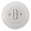 Bohemia-Design - Întrerupător retro simplu din porțelan cu ramă nr. 1, alb