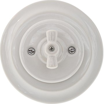 Bohemia-Design - Întrerupător rotativ retro din porțelan cu ramă nr. 5, alb