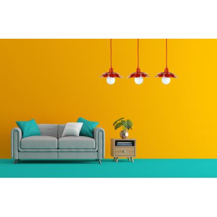 Bohemia-Design - Lustră pe cablu 1xE27/60W/230V, roșie