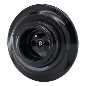 Bohemia-Design - Priză casnică retro din porțelan, cu ramă, 250V/16A, negru