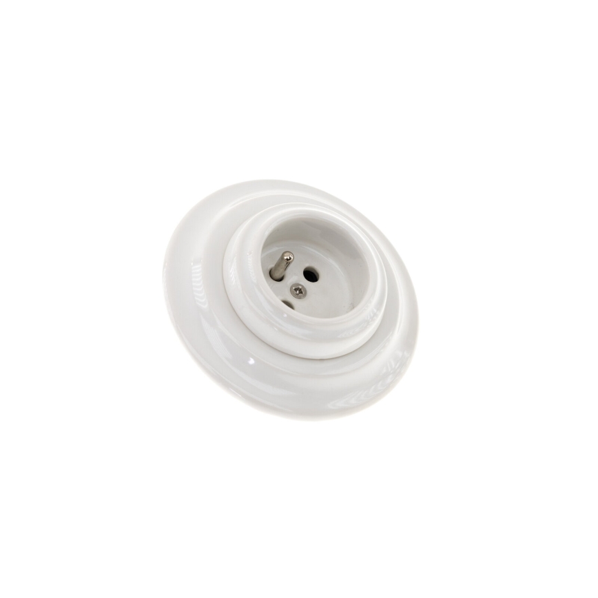 Bohemia-Design - Priză retro din porțelan pentru uz casnic, cu ramă, 250V/16A, albă