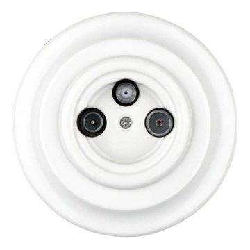 Bohemia-Design - Priză TV/SAT-W retro din porțelan cu ramă, albă