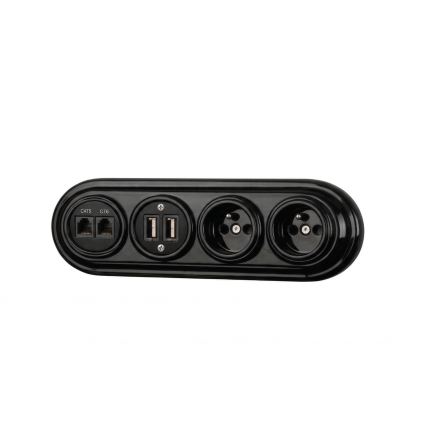 Bohemia-Design - Ramă retro din porțelan pentru 4 module, neagră