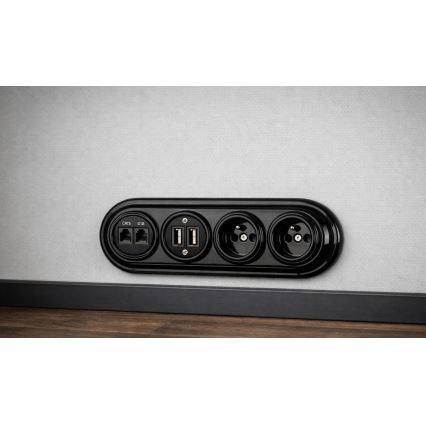 Bohemia-Design - Ramă retro din porțelan pentru 4 module, neagră