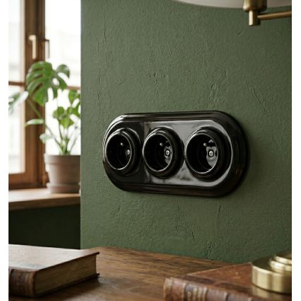 Bohemia-Design - Ramă retro triplă din porțelan, neagră