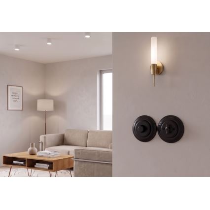 Bohemia-Design - Regulator de intensitate rotativ retro din porțelan, cu ramă, 250V/10A, negru
