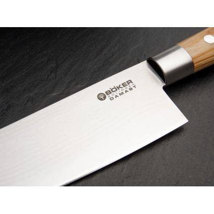 Böker - Cuțit de bucătărie din oțel damasc DAMAST OLIVE 21,2 cm mâner din lemn de măslin