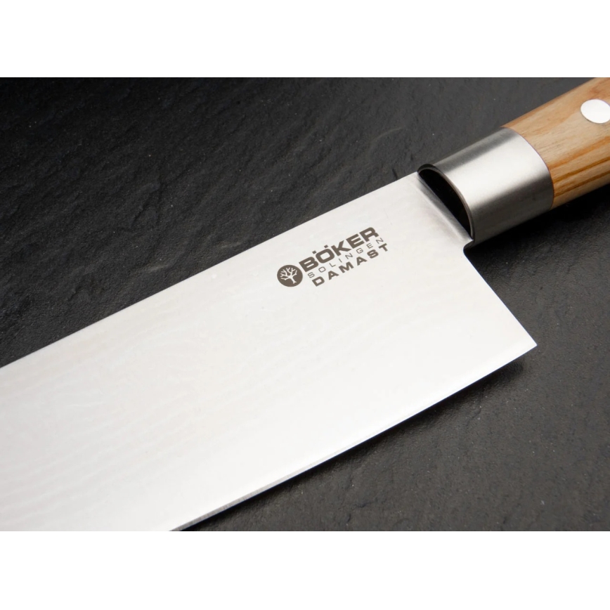 Böker - Cuțit de bucătărie din oțel damasc DAMAST OLIVE 21,2 cm mâner din lemn de măslin