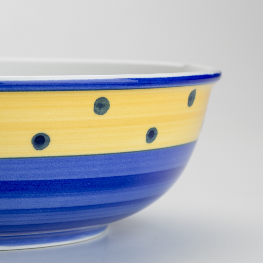 Bol pentru compot din ceramică Lada, 23 cm, albastru și galben