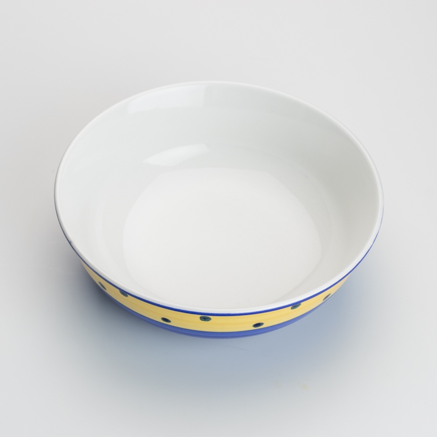 Bol pentru compot din ceramică Lada, 23 cm, albastru și galben