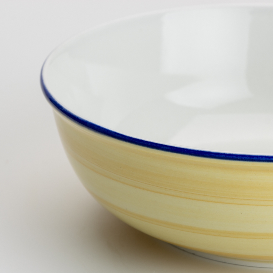 Bol pentru compot ceramic Lada, 23 cm, galben și alb