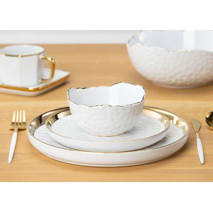 Bol ceramic TIGELLA, 13 cm, crem/auriu