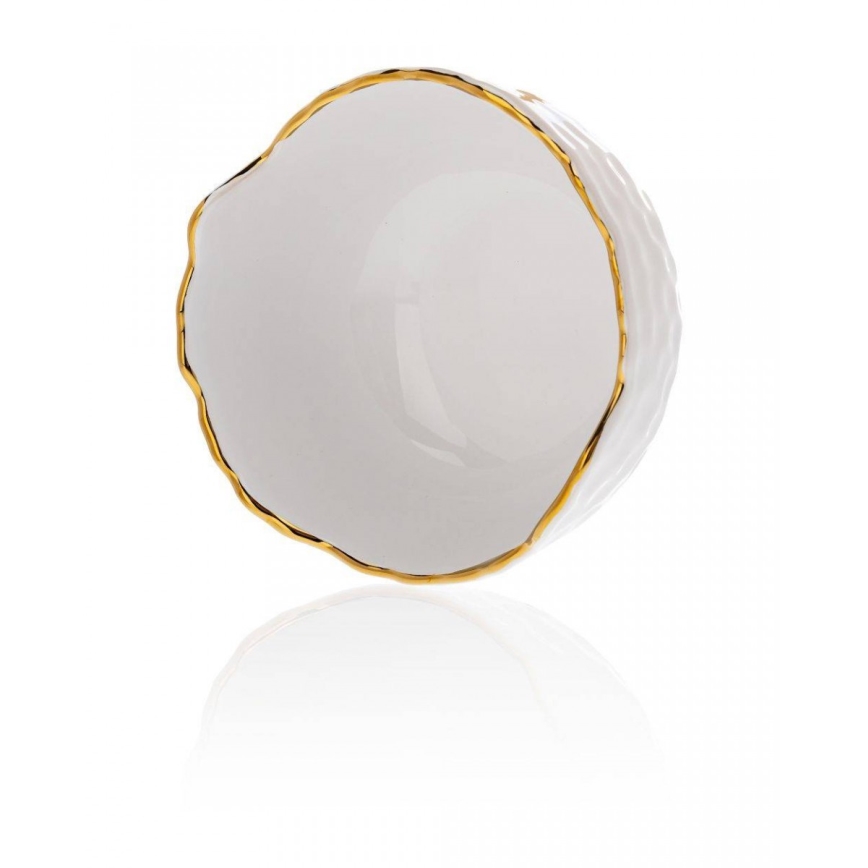 Bol ceramic TIGELLA, 13 cm, crem/auriu