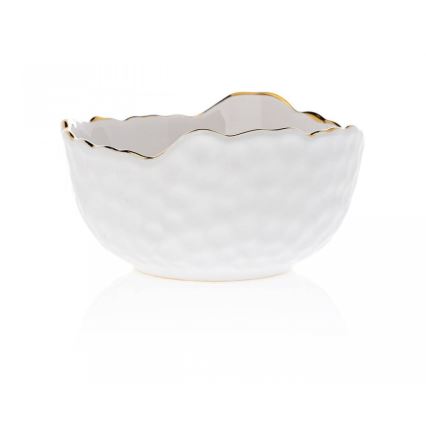 Bol ceramic TIGELLA, 13 cm, crem/auriu