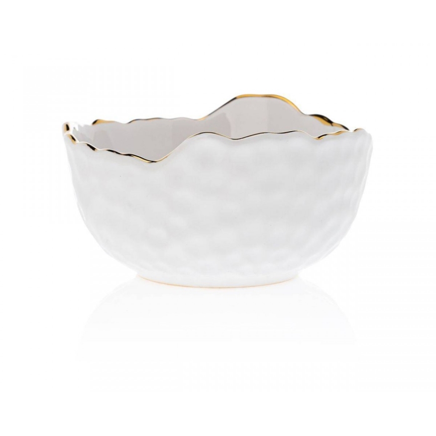 Bol ceramic TIGELLA, 13 cm, crem/auriu