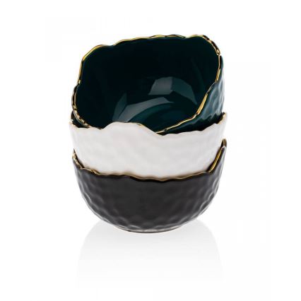 Bol ceramic TIGELLA, 13 cm, crem/auriu