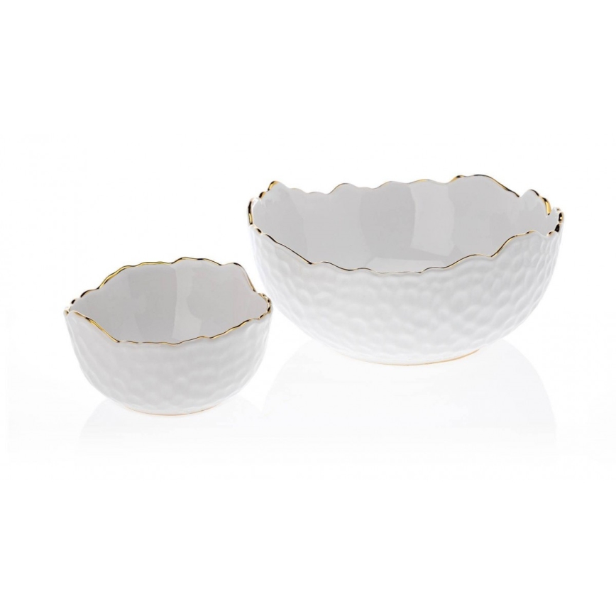 Bol ceramic TIGELLA, 13 cm, crem/auriu