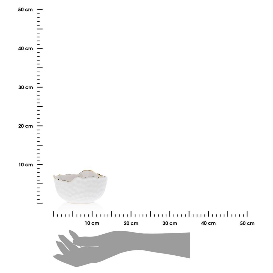 Bol ceramic TIGELLA, 13 cm, crem/auriu