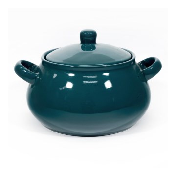 Bol pentru supă din ceramică cu capac, verde închis