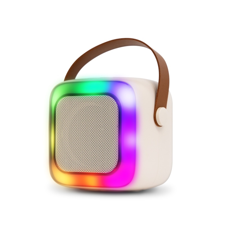 CONNECT IT CSP-1010-BG - Boxă LED RGB cu două microfoane wireless (2Mic), 5 W/1200 mAh + 2x 400 mAh, crem/auriu