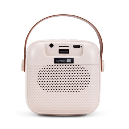 CONNECT IT CSP-1010-BG - Boxă LED RGB cu două microfoane wireless (2Mic), 5 W/1200 mAh + 2x 400 mAh, crem/auriu