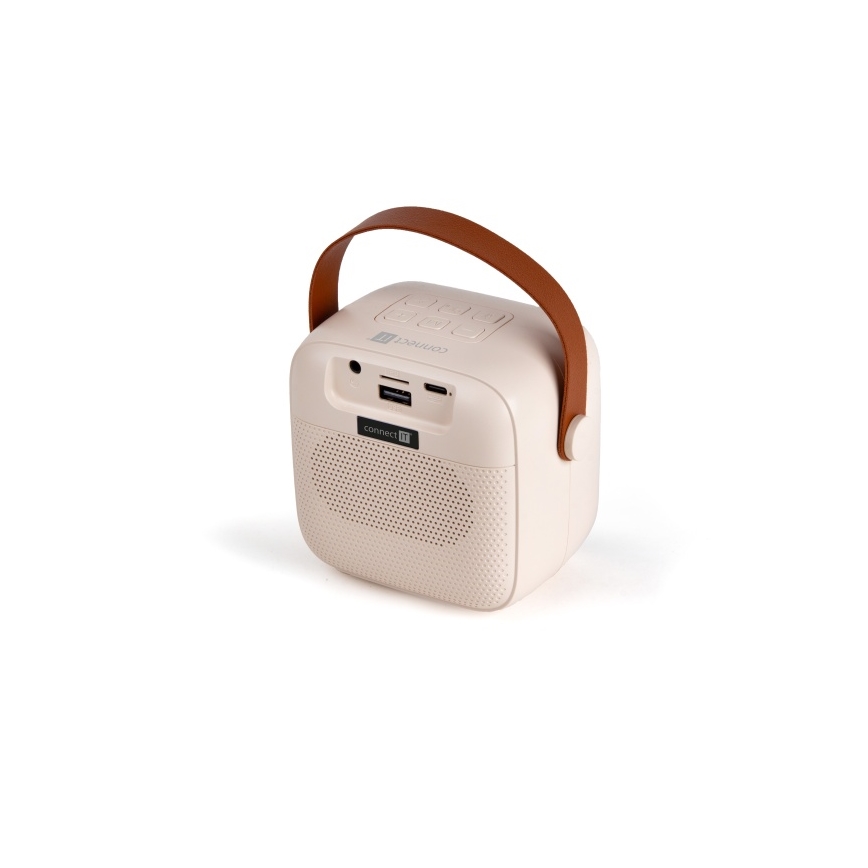 CONNECT IT CSP-1010-BG - Boxă LED RGB cu două microfoane wireless (2Mic), 5 W/1200 mAh + 2x 400 mAh, crem/auriu