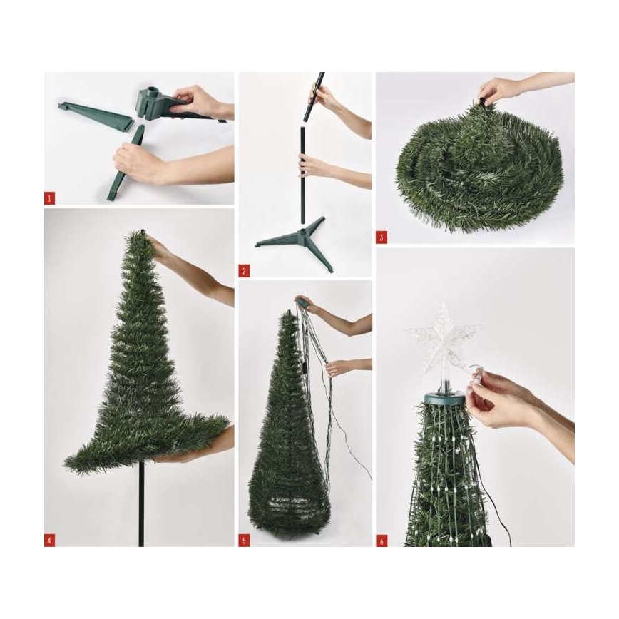 Brad de Crăciun LED RGB cu instalație luminoasă 234xLED/16 moduri 1,5m + telecomandă