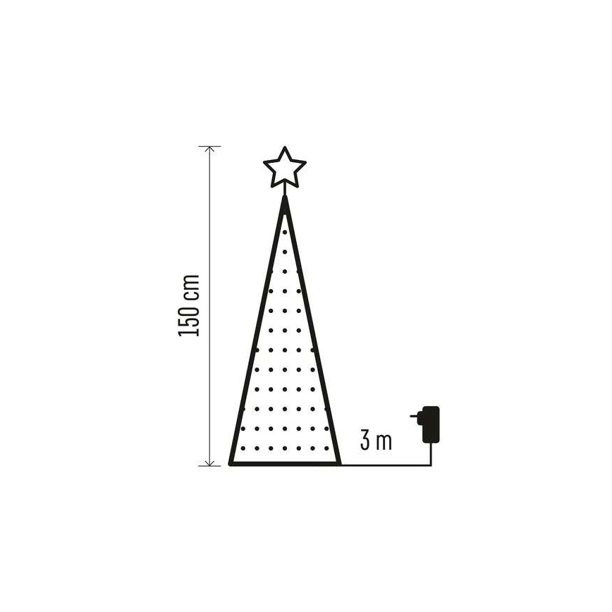 Brad de Crăciun LED RGB cu instalație luminoasă 234xLED/16 moduri 1,5m + telecomandă