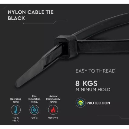 Bride din plastic 2,5x100mm 100 buc. negre