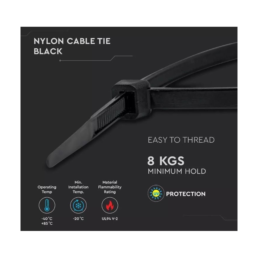 Bride din plastic 2,5x100mm 100 buc. negre