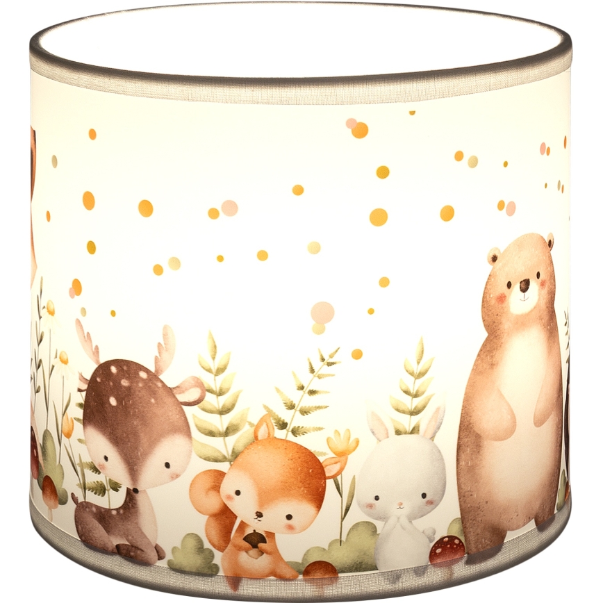 Brilagi - Abajur universal BOBO E27, diam. 15 cm, alb cu animale