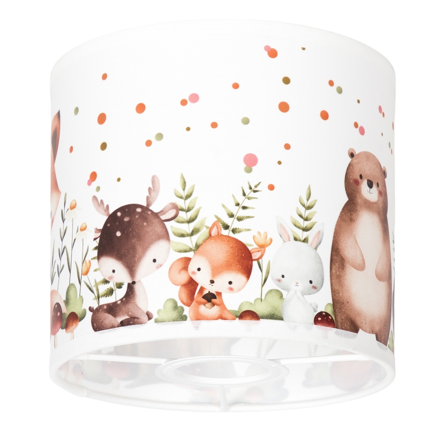 BRILAGI - Abajur universal BOBO E27, diam. 15 cm, alb cu animale
