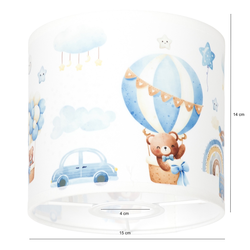 BRILAGI - Abajur universal BOBO E27 Ø 15 cm alb/albastru/cu ursuleți