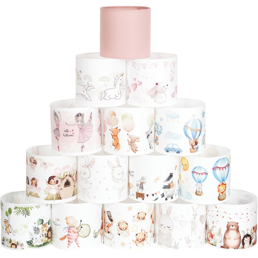 Brilagi - Abajur universal BOBO E27 Ø 15 cm alb/cu motive cu animale