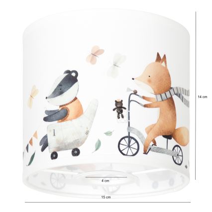 Brilagi - Abajur universal BOBO E27 Ø 15 cm alb/cu motive cu animale