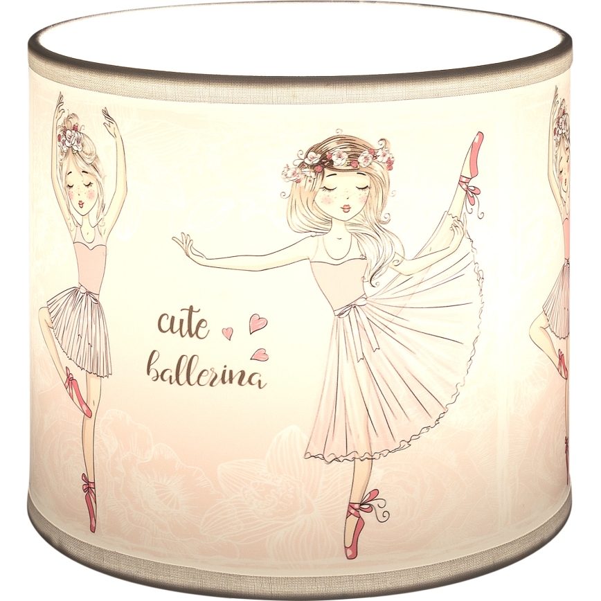 Brilagi - Abajur universal BOBO E27 Ø 15 cm alb/roz cu imprimeu de balerine