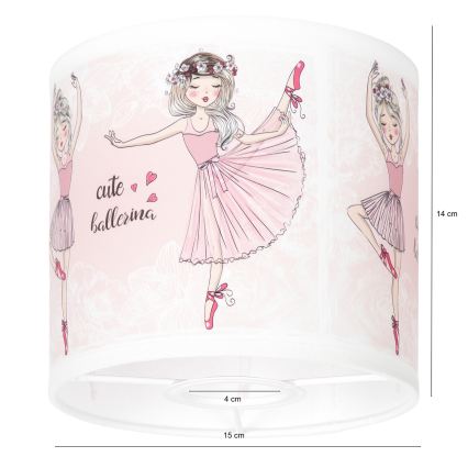 BRILAGI - Abajur universal BOBO E27 Ø 15 cm alb/roz cu imprimeu de balerine