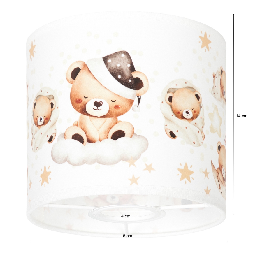 BRILAGI - Abajur universal BOBO E27 Ø 15 cm alb/ursuleți