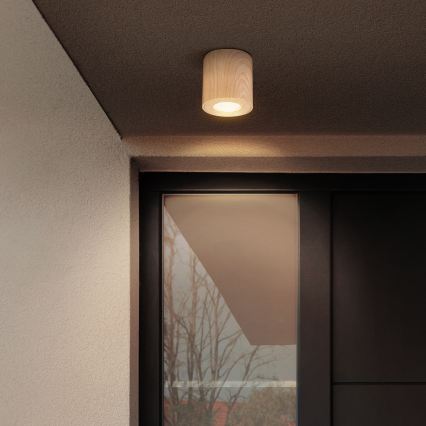 Brilagi - Corp de iluminat LED RGBW reglabil pentru baie MIA 1xGU10/4,8W/230V 3000K 84x80 mm, decor stejar, IP44 + telecomandă