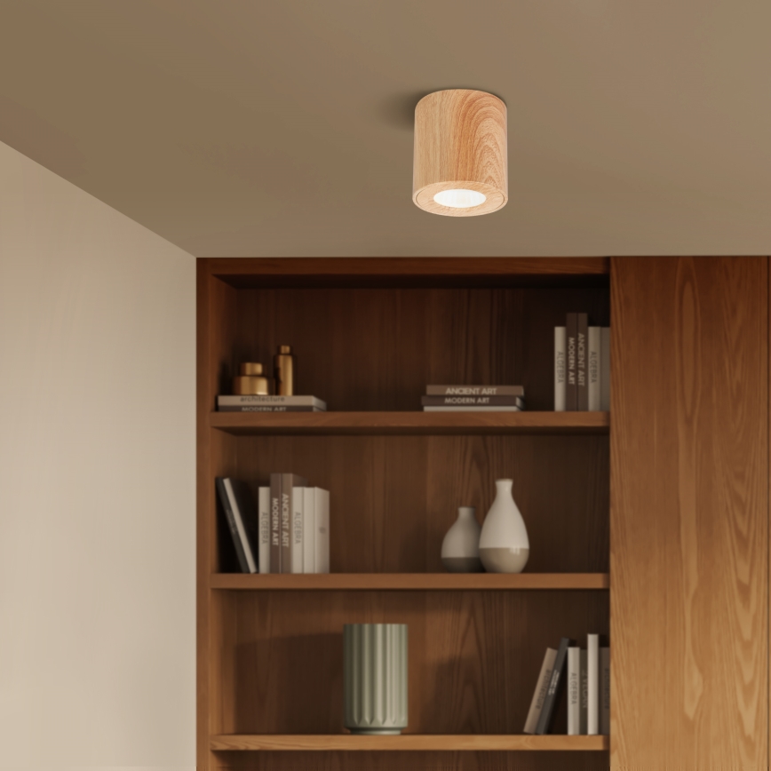 Brilagi - Corp de iluminat LED RGBW reglabil pentru baie MIA 1xGU10/6W/230V 3000K 84x80 mm, decor stejar, IP44 + telecomandă