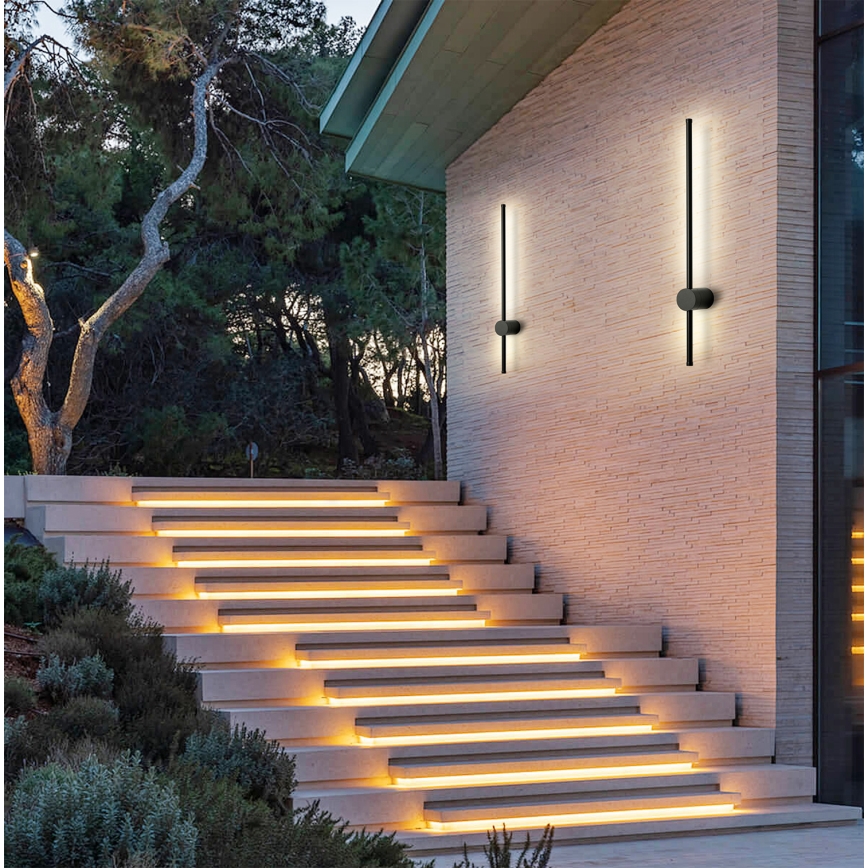 Brilagi - Aplică LED de exterior AURA, 12W, 230V, 3000K, IP54, 65 cm, neagră, CRI 90