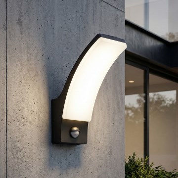 BRILAGI - Aplică de exterior cu LED, cu senzor de mișcare și de amurg ARCELO LED/12W/230V IP65 negru