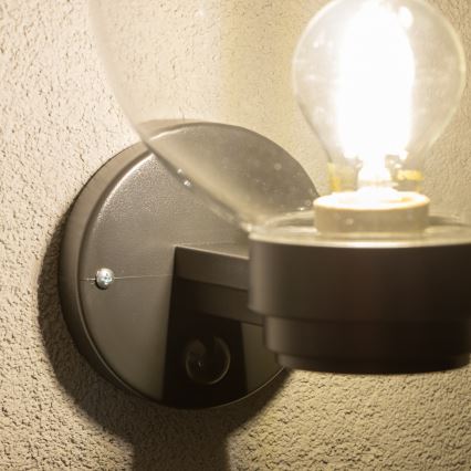 BRILAGI - Aplica de exterior HARBOR cu senzor de mișcare, 1xE27/40W/230V, IP33, negru/transparent
