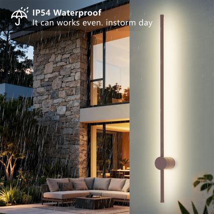 Brilagi - Aplică de perete LED pentru exterior AURA, 20 W, 230 V, 3000 K, IP54, 97 cm, maro, CRI 90
