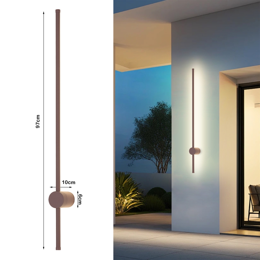 Brilagi - Aplică de perete LED pentru exterior AURA, 20 W, 230 V, 3000 K, IP54, 97 cm, maro, CRI 90